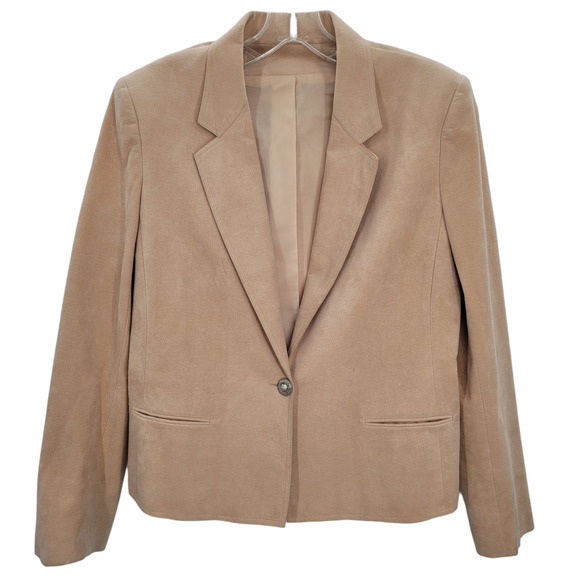 HP Vintage 80s Ultra Suede Single Breast One Button Union Made Lined Jacket - Picture 1 of 13